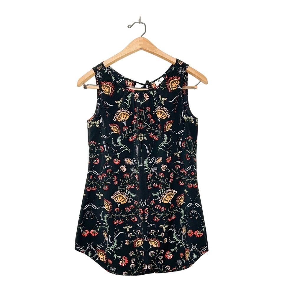 Cabi Sleeveless Boho Floral Print Blouse‎ Tie Back XS